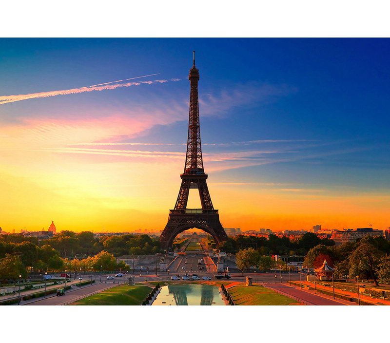 East Urban Home Leinwandbild Sonnenuntergang über dem Eiffelturm